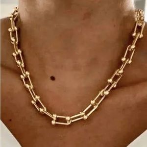 House of Harlow 1960 Gold Tone Graduated Link Necklace.